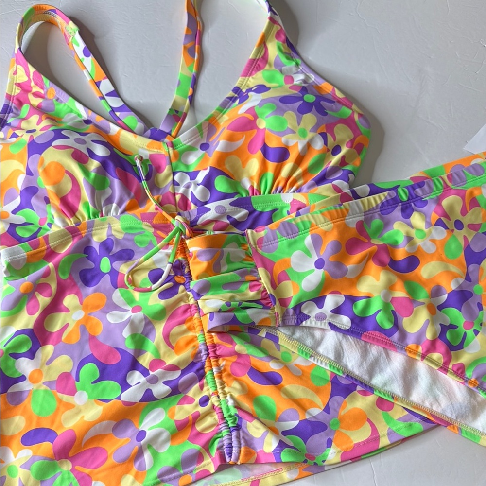 California Sunshine Tankini Swimsuit Size 2 / 2X Feeling Groovy